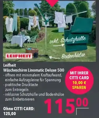 CITTI Markt LEIFHEIT Wäscheschirm Linomatic Deluxe 500 Angebot