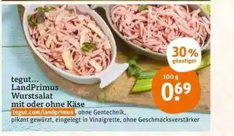 tegut Tegut Landprimus Wurstsalat Mit Oder Ohne Käse Angebot