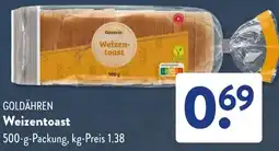 Aldi Süd GOLDÄHREN Weizentoast Angebot