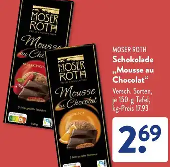 Aldi Süd MOSER ROTH Schokolade „Mousse au Chocolat" Angebot