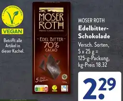 Aldi Süd MOSER ROTH Edelbitter Schokolade Angebot