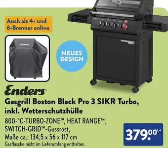 Aldi Süd Enders Gasgrill Boston Black Pro 3 SIKR Turbo, inkl. Wetterschutzhülle Angebot