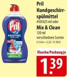 Famila Nord Ost Pril Handgeschirrspülmittel oder Mix & Clean Angebot