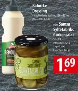 Famila Nord Ost Bähncke Dressing oder Samsø Syltefabriks Gurkensalat Angebot