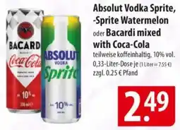 Famila Nord Ost Absolut Vodka Sprite, Sprite Watermelon oder Bacardi mixed with Coca-Cola Angebot