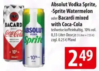 Famila Nord Ost Absolut Vodka Sprite, Sprite Watermelon oder Bacardi mixed with Coca-Cola Angebot