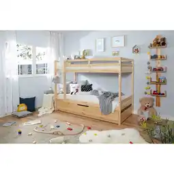 Netto Marken-Discount TiCAA Etagenbett Finn Natur mit Zusatzbett Angebot