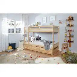 Netto Marken-Discount TiCAA Etagenbett Finn Natur mit 5er Schubkästen Angebot