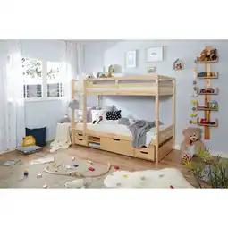 Netto Marken-Discount TiCAA Etagenbett Finn Natur mit 4er Funktionsschubkasten Angebot