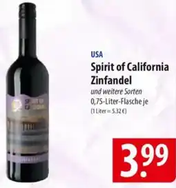 Famila Nord Ost USA Spirit of California Zinfandel Angebot