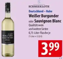 Famila Nord Ost SCHNEEKLOTH Weißer Burgunder oder Sauvignon Blanc Angebot