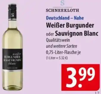 Famila Nord Ost SCHNEEKLOTH Weißer Burgunder oder Sauvignon Blanc Angebot