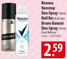 Famila Nord Ost Rexona Nonstop Deo-Spray, Roll On oder Bruno Banani Deo-Spray Angebot