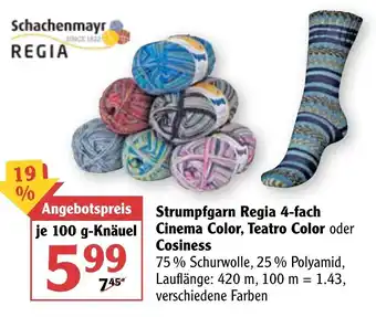 Globus Strumpfgarn Regia 4 fach Cinema Color, Teatro Color, Teatro Color oder Cosiness Angebot