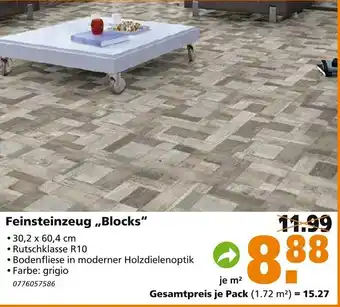 Globus Baumarkt Feinsteinzeug Blocks Angebot