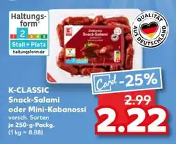 Kaufland K-CLASSIC Snack-Salami oder Mini-Kabanossi Angebot