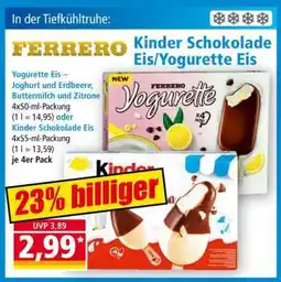 Norma Kinder Schokolade Eis/Yogurette Eis Angebot