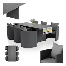 Netto Marken-Discount Juskys Premium Gartengarnitur Sitzgruppe Costa Luna - 7-teilig mit Tisch & Stühlen - Anthrazit Angebot