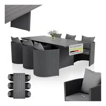 Netto Marken-Discount Juskys Premium Gartengarnitur Sitzgruppe Costa Luna - 7-teilig mit Tisch & Stühlen - Anthrazit Angebot