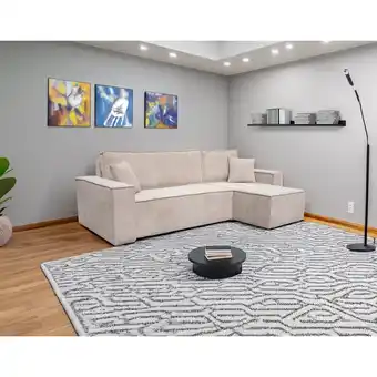 Netto Marken-Discount Wohnlandschaft Ecksofa COMO Cord mit Bett Sofa Schlafsofa Ottomane rechts links universell - Creme Angebot