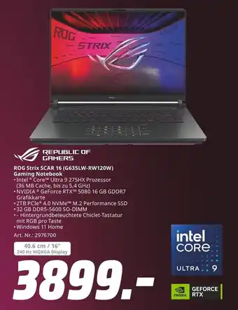 MediaMarkt Republic of gamers rog strix scar 16 (g635lw-rw120w) gaming notebook Angebot
