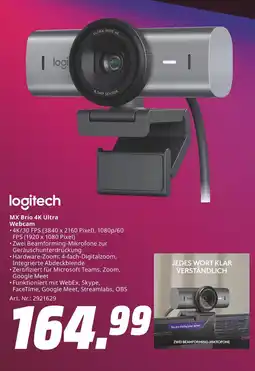 MediaMarkt Logitech mx brio 4k ultra webcam Angebot