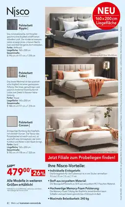 Matratzen Concord Nisco polsterbett ripple |, polsterbett cube | oder polsterbett cocoon | Angebot