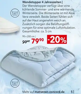Matratzen Concord Wendetopper 4 jahreszeiten Angebot