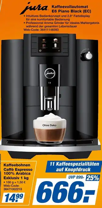 Expert jura Kaffeevollautomat E6 Piano Black (EC) Angebot