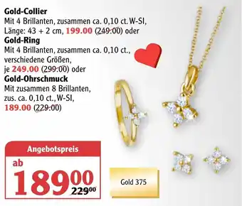 Globus Gold Collier oder Ring oder Gold Ohrschmuck Angebot