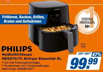 Expert PHILIPS Heißluftfritteuse HD9270/70 Airfryer Essential XL Angebot