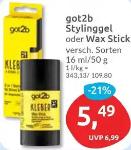 Budni got2b Stylinggel oder Wax Stick Angebot
