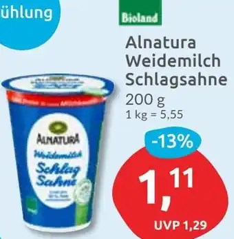 Budni Bioland Alnatura Weidemilch Schlagsahne Angebot