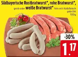 Edeka Südbayerische Rostbratwurst, rohe Bratwurst oder weiße Bratwurst Angebot