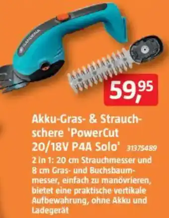 Bauhaus GARDENA Akku-Gras- & Strauchschere 'PowerCut 20/18V P4A Solo' Angebot