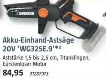 Bauhaus WORX Akku-Einhand-Astsäge 20V 'WG325E.9' Angebot