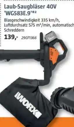 Bauhaus WORX Laub-Saugbläser 40V 'WG583E.9' Angebot