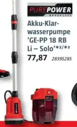 Bauhaus Einhell Akku-Klarwasserpumpe 'GE-PP 18 RB Li - Solo' Angebot