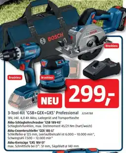 Bauhaus BOSCH 3-Tool-Kit 'GSB+GEX+GKS' Professional Angebot