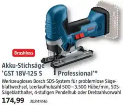 Bauhaus BOSCH Akku-Stichsäge 'GST 18V-125 S Professional' Angebot
