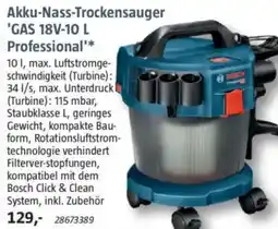 Bauhaus BOSCH Akku-Nass-Trockensauger 'GAS 18V-10 L Professional' Angebot