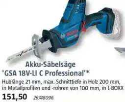 Bauhaus BOSCH Akku-Säbelsäge 'GSA 18V-LI C Professional' Angebot