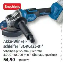 Bauhaus Scheppach Akku-Winkelschleifer 'BC-AG125-X' Angebot