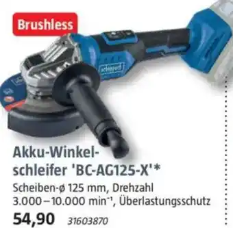 Bauhaus Scheppach Akku-Winkelschleifer 'BC-AG125-X' Angebot