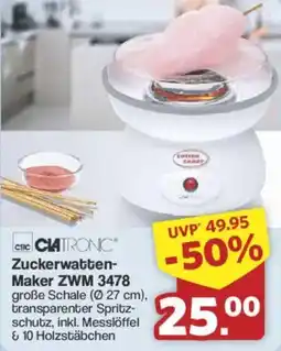 Famila Nord West CLATRONIC Zuckerwatten Maker ZWM 3478 Angebot
