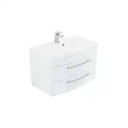 Netto Marken-Discount Posseik Badmöbel Waschtisch Luna 80 mit runder Front weiss hochglanz Angebot