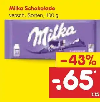 Netto Marken-Discount Milka Schokolade 100g Angebot