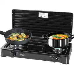 Netto Marken-Discount Zilan Gaskocher 2 flammig Campingkocher Kochfeld Gasherd schwarz Angebot