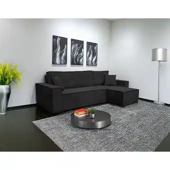 Netto Marken-Discount Wohnlandschaft Ecksofa COMO Cord mit Bett Sofa Schlafsofa Ottomane rechts links universell - Schwarz Angebot