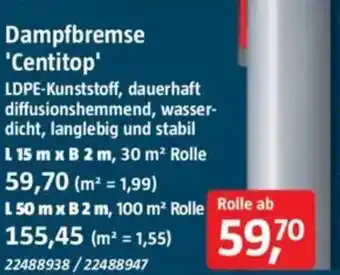 Bauhaus Dampfbremse 'Centitop' Angebot